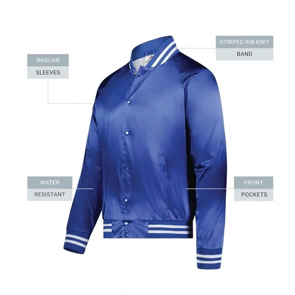 Augusta Sportswear Royal/White Satin Jacket - Size M - Picture 5 of 16